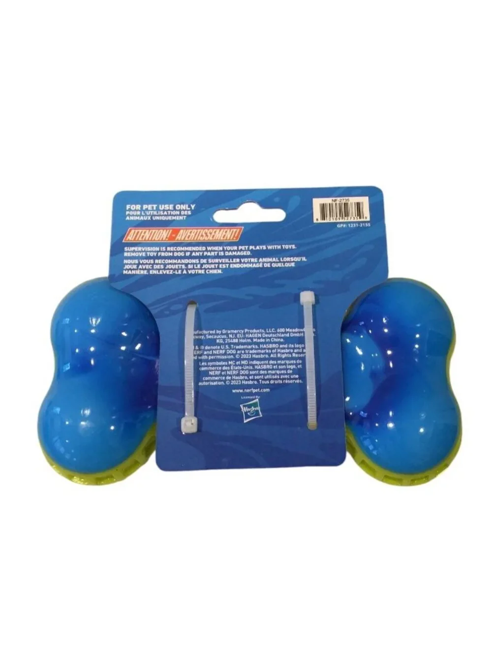Nerf Dog Super Soaker Squeak Blue Lime Green Dog Bone Shape 6 3/4